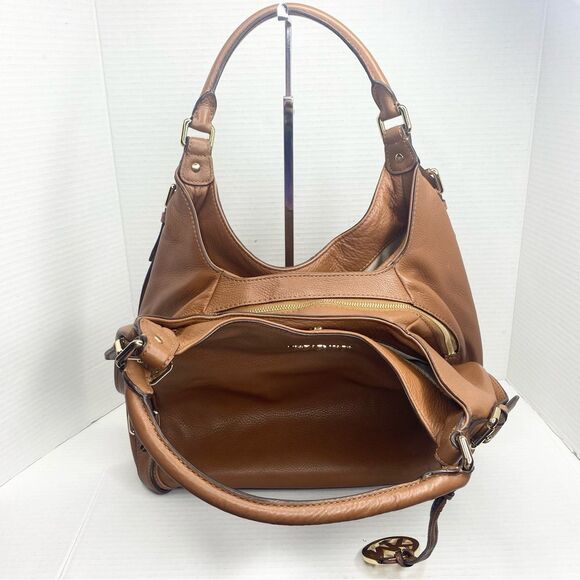 Michael Kors Bedford Belted Large Shoulder Tote Bag Pebble Leather Brown - Picture 5 of 16